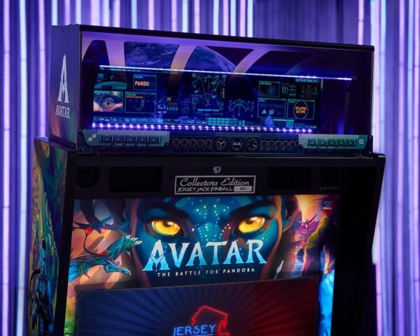 Avatar pinball machine collectors edition, Jersey Jack Avatar pinball, buy Avatar pinball machine, limited edition Avatar pinball, JJP Avatar collectors pinball, Avatar Battle for Pandora pinball for sale, Jersey Jack pinball machine limited edition, Stephen Lang Avatar pinball, bioluminescent UV pinball machine, hologram topper pinball machine, rare collectors pinball machine, best movie-themed pinball machines, Avatar pinball machine price, Pinball Machines Depot Avatar pinball, Jersey Jack Pinball official retailer, authorized Jersey Jack pinball dealer, Avatar pinball machine near me, buy pinball machine florida