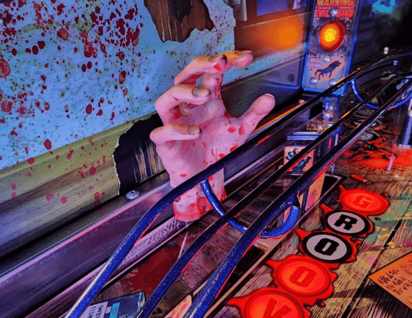 Evil Dead pinball machine, Evil Dead Collector's Edition pinball, Bruce Campbell pinball machine, Limited edition Evil Dead pinball, Spooky Pinball Evil Dead, Horror movie pinball machine, am Raimi Evil Dead pinball, Evil Dead 2 pinball game, Ash Williams pinball machine, Necronomicon pinball feature, Wide-body pinball machine, Motorized pinball toys, Evil Dead vs. other horror pinballs, Collector’s edition pinball cost, Evil Dead pinball machine for sale near me, Pinball expo Evil Dead edition