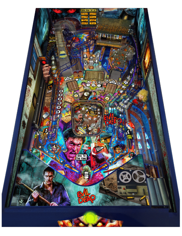 Evil Dead pinball machine, Evil Dead Collector's Edition pinball, Bruce Campbell pinball machine, Limited edition Evil Dead pinball, Spooky Pinball Evil Dead, Horror movie pinball machine, am Raimi Evil Dead pinball, Evil Dead 2 pinball game, Ash Williams pinball machine, Necronomicon pinball feature, Wide-body pinball machine, Motorized pinball toys, Evil Dead vs. other horror pinballs, Collector’s edition pinball cost, Evil Dead pinball machine for sale near me, Pinball expo Evil Dead edition